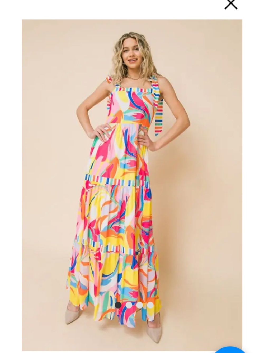 Flying Tomato Multi‑Color Tie‑Shoulder Maxi Dress